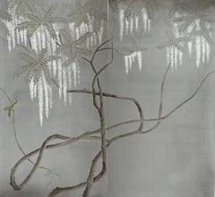 Chinoiserie Wallpaper Hand Painted Wallpaper on Silk, Accept Custom Size