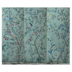 Chinoiserie Wallpaper Hand Painted Wallpaper on Tea Paper, Accept Custom Size