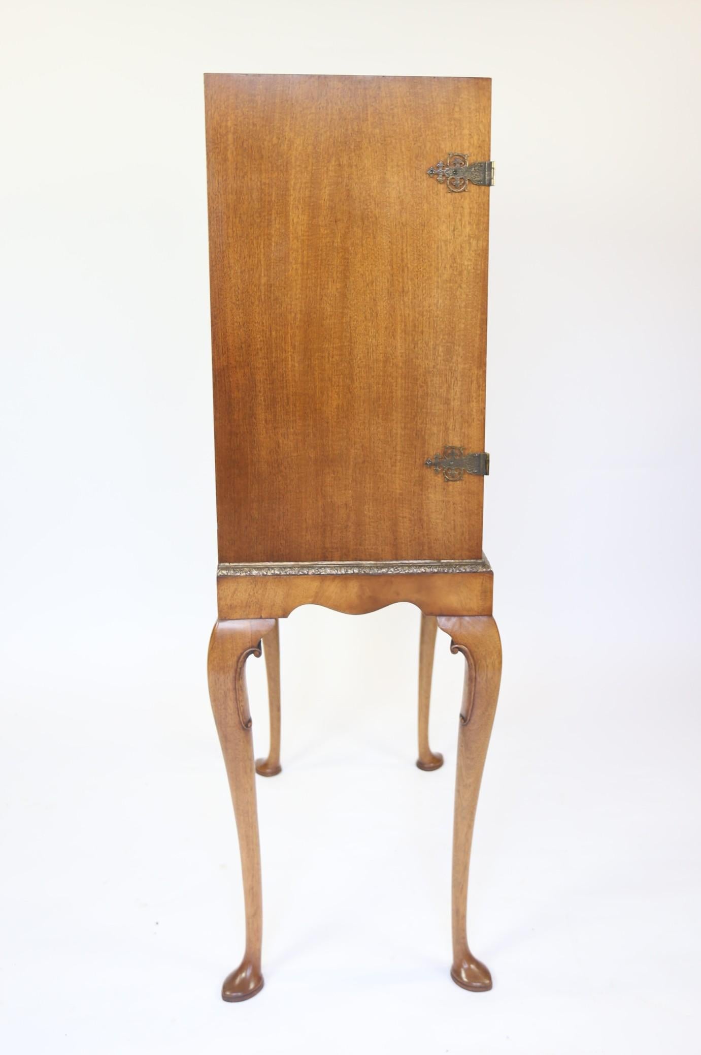 Chinoiserie & walnut Cocktail Cabinet  on stand circa 1930s For Sale 1