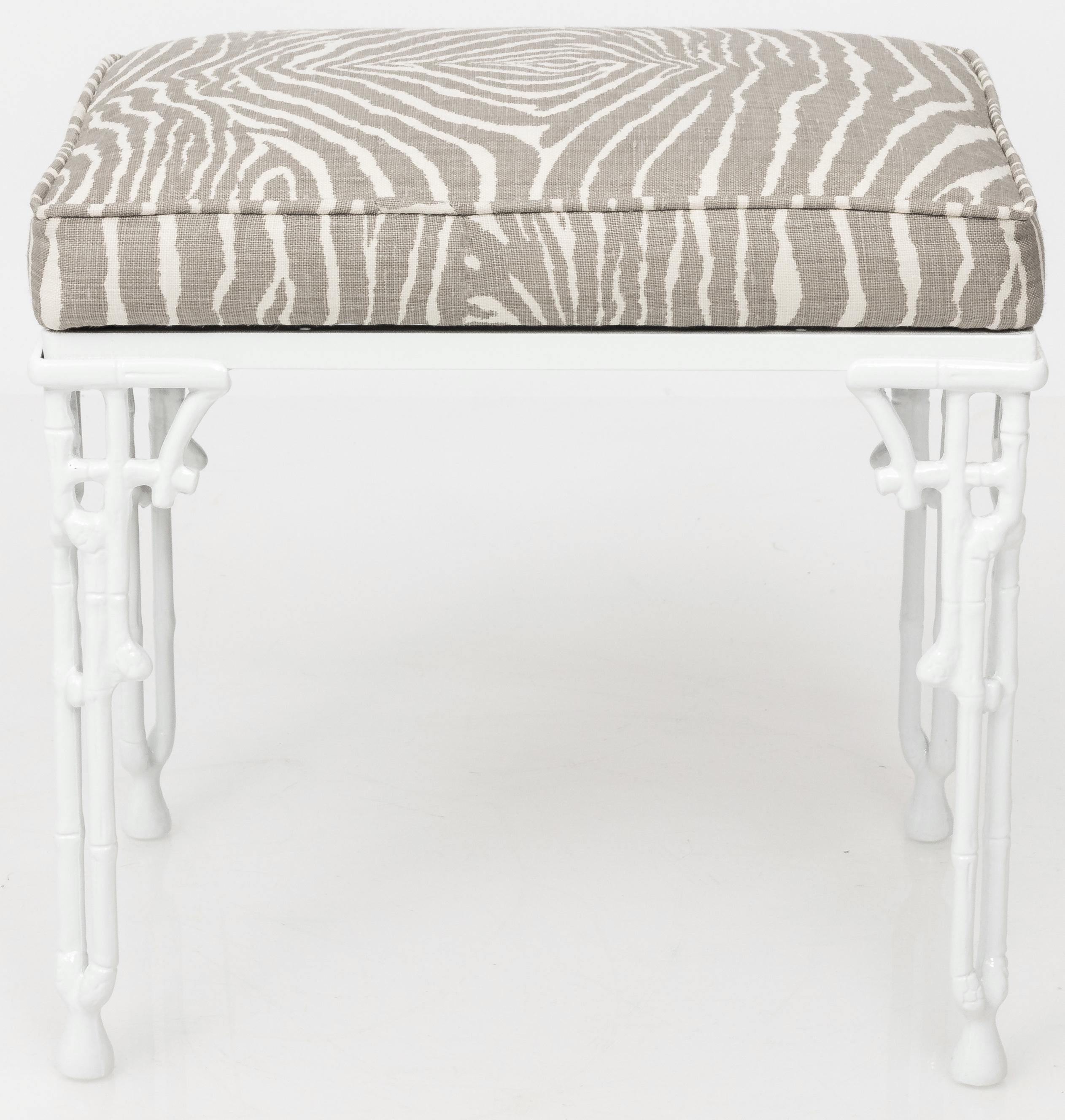 Chinoiserie White Metal Bamboo Style Console and Bench 1