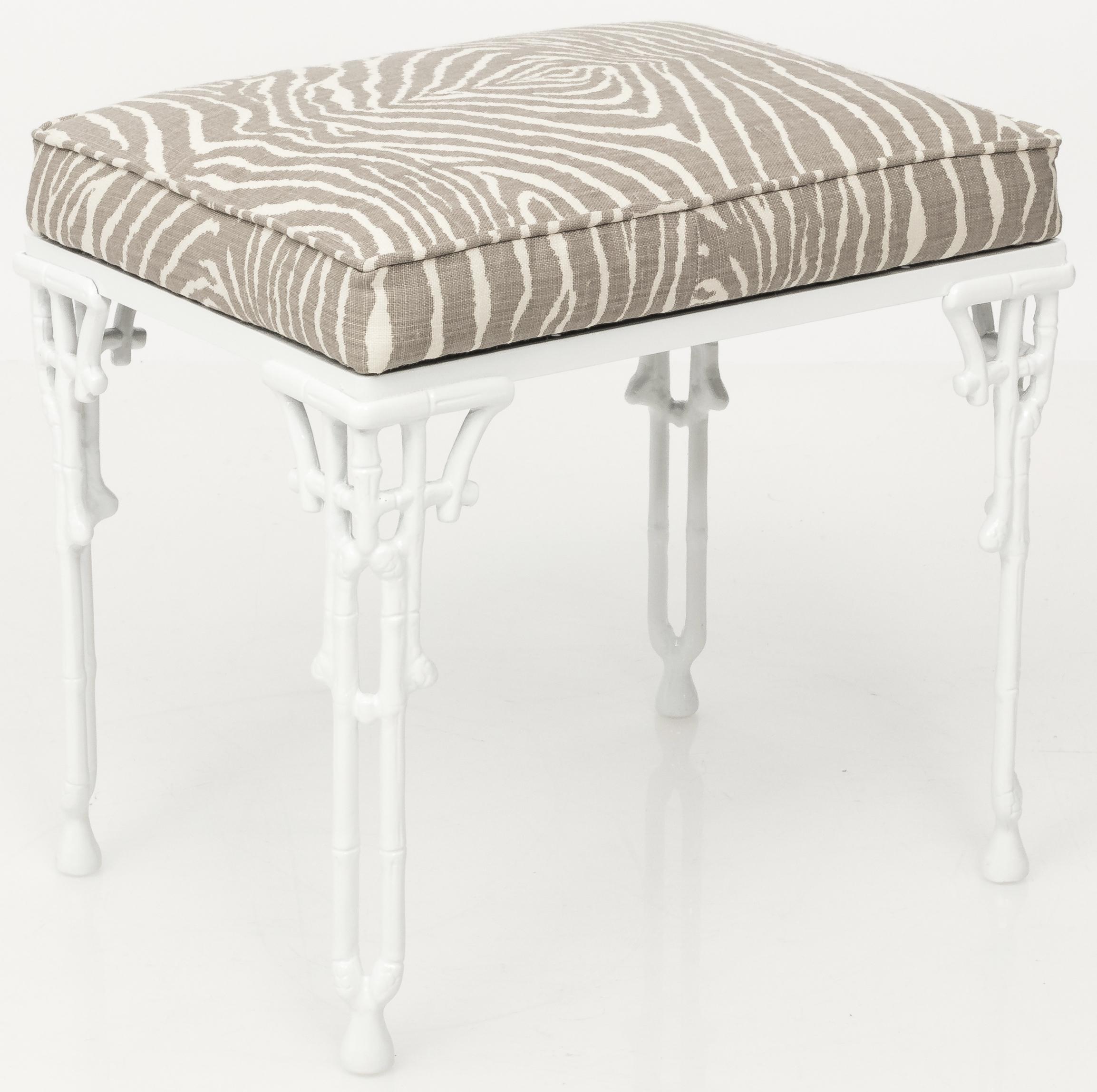Chinoiserie White Metal Bamboo Style Console and Bench 3