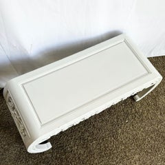 Chinoiserie White Wooden Scroll Coffee Table/Bench