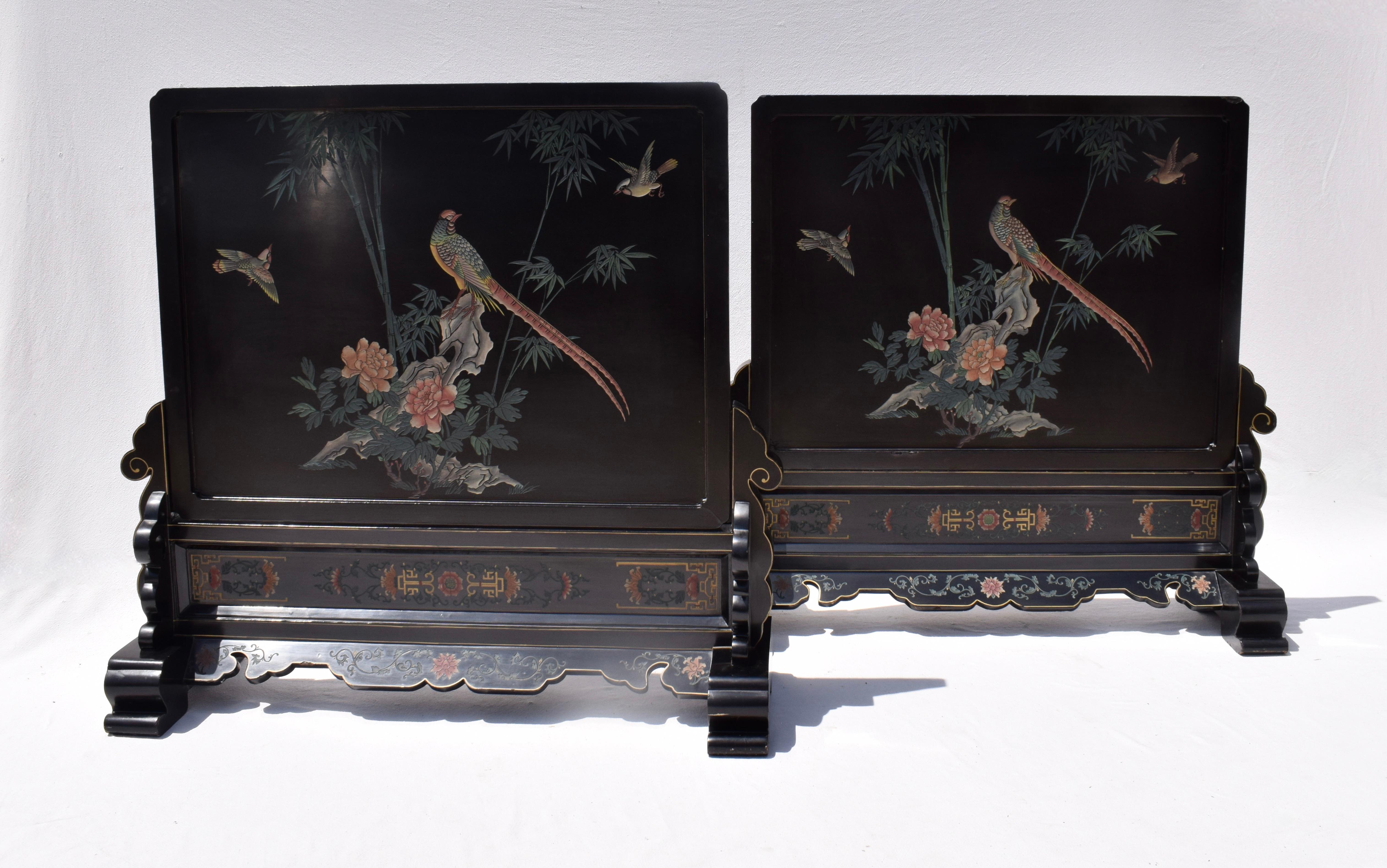 20th Century Chinoiserie Wood Screen Room Dividers, Pair For Sale