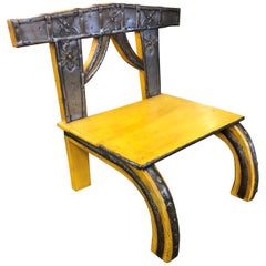 Chinoiserie Yellow Asian Rustic Chair, 19th Century