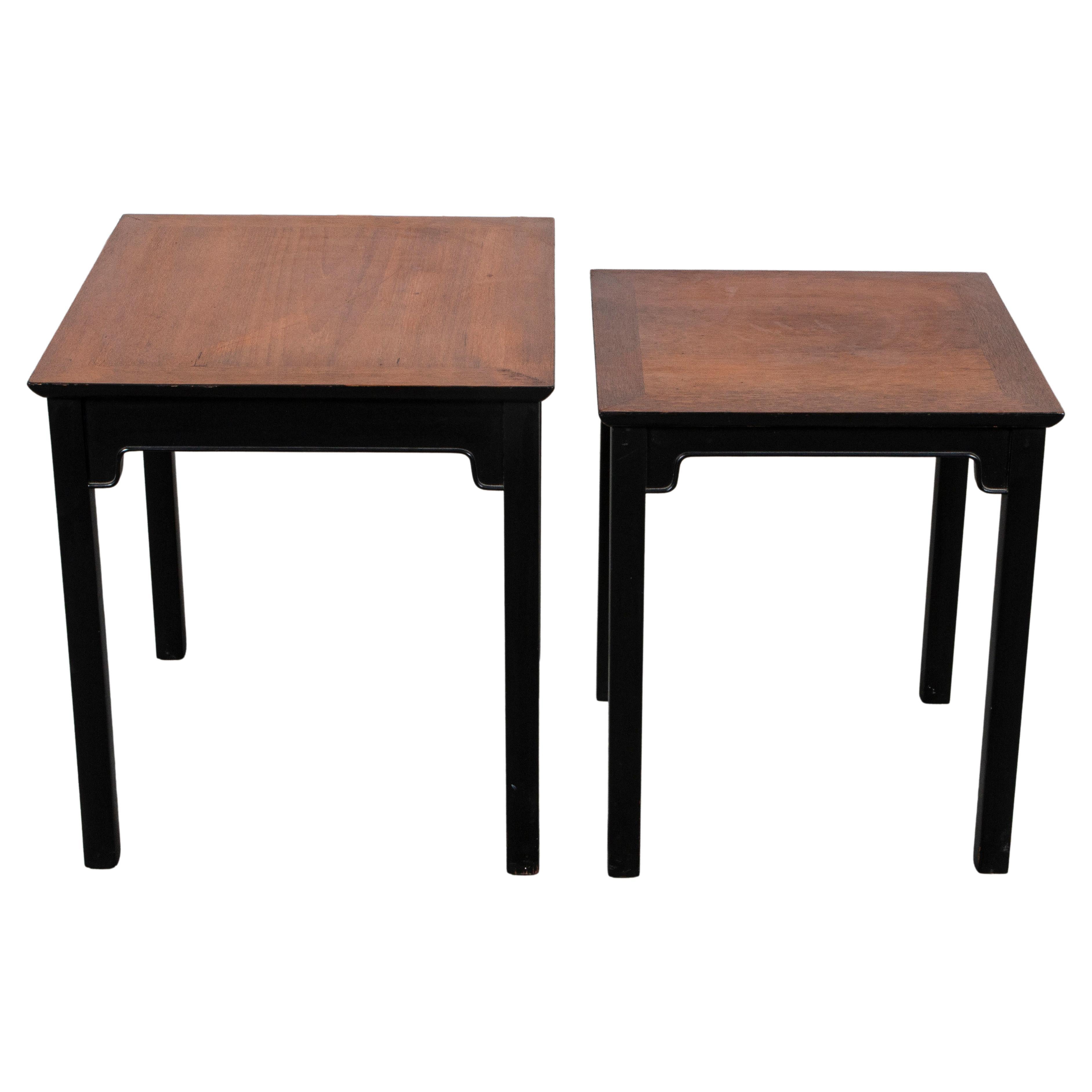 Chinoiseries Parcel Ebonized Nesting Tables, 2 For Sale