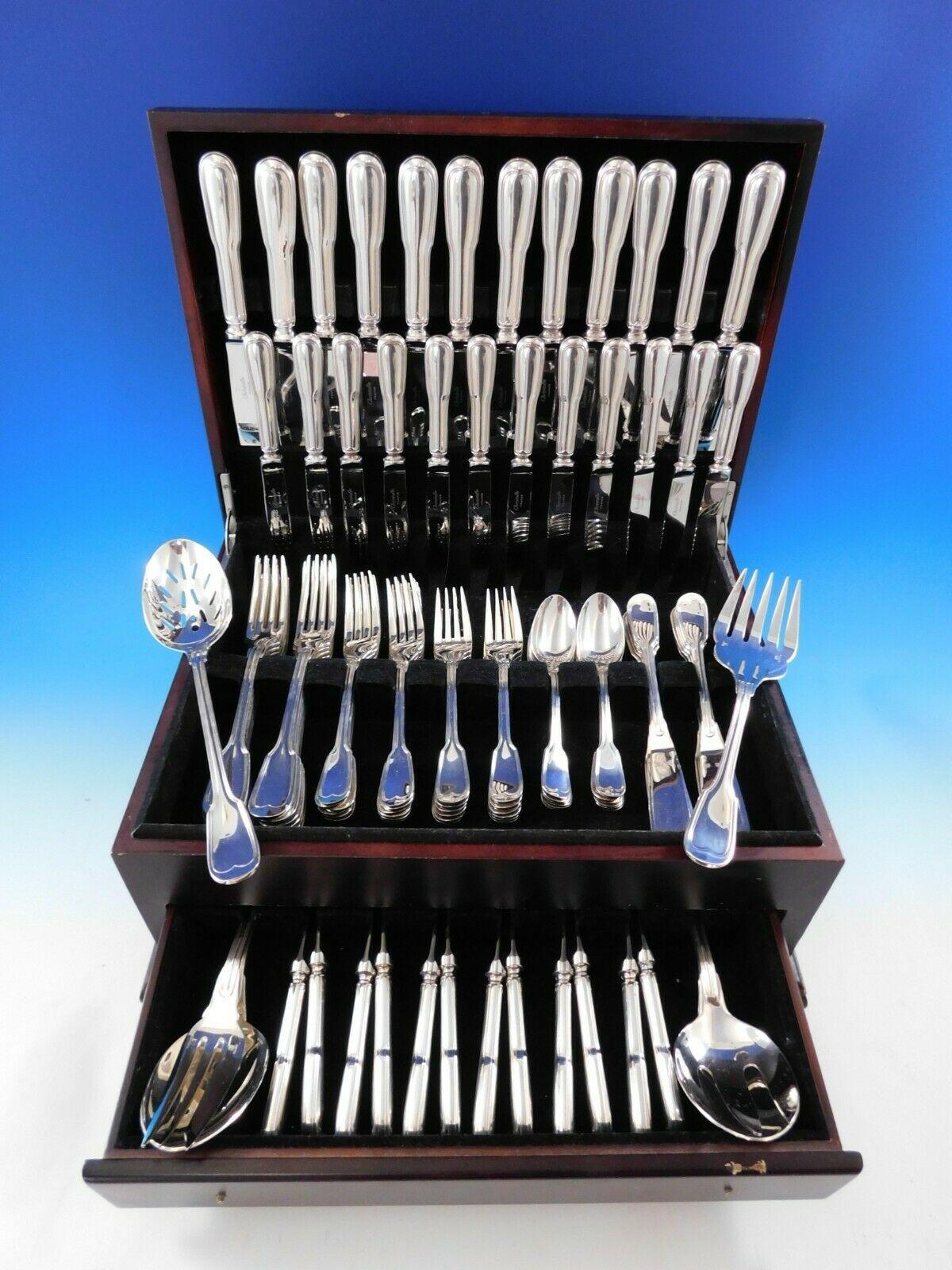 Chinon by Christofle France estate Silverplate flatware set - 102 pieces. This set includes:

12 dinner size knives, 9 7/8