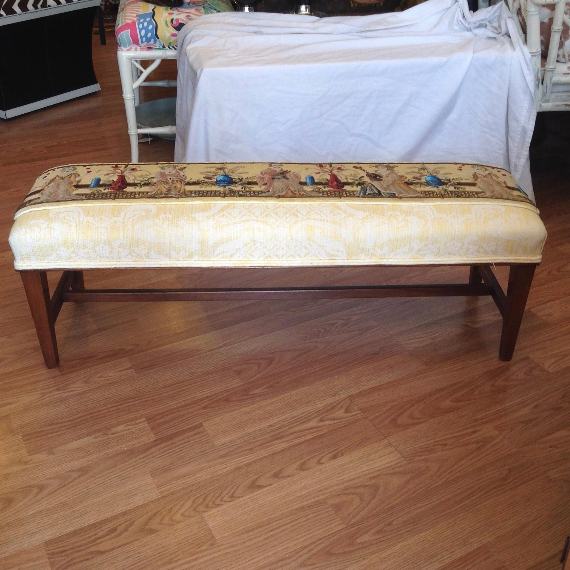 20th Century Chinoserie Appointed English Long Bench For Sale