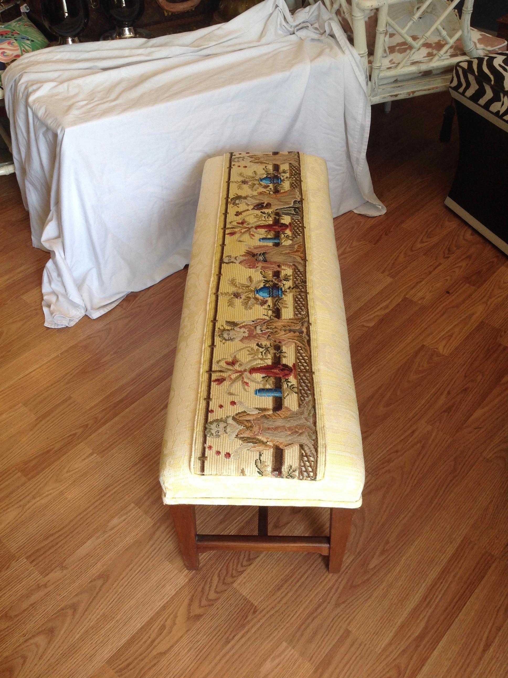 Chinoserie Appointed English Long Bench For Sale 2
