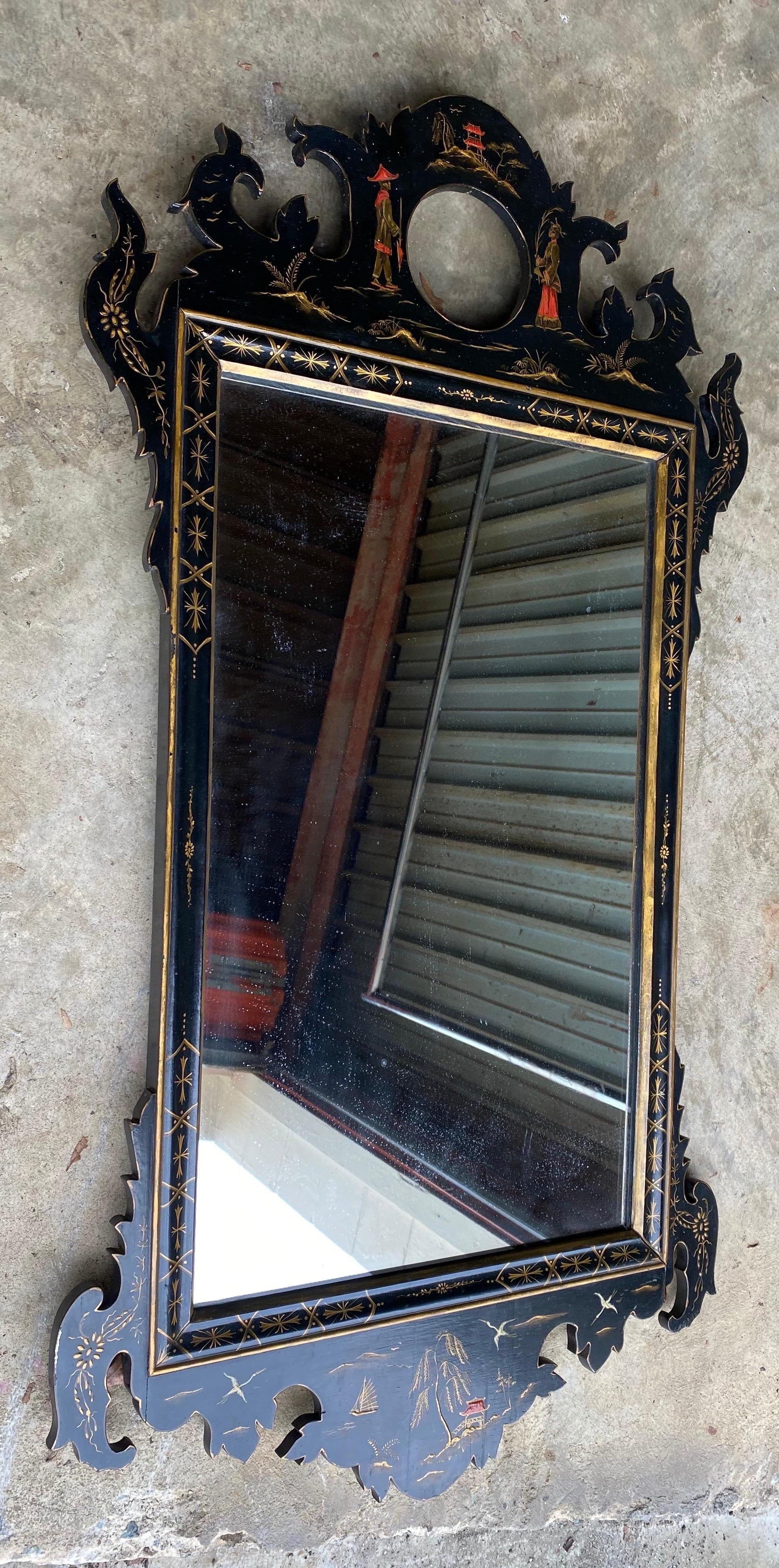 Chinoiserie Chinoserie Decorated Mirror For Sale