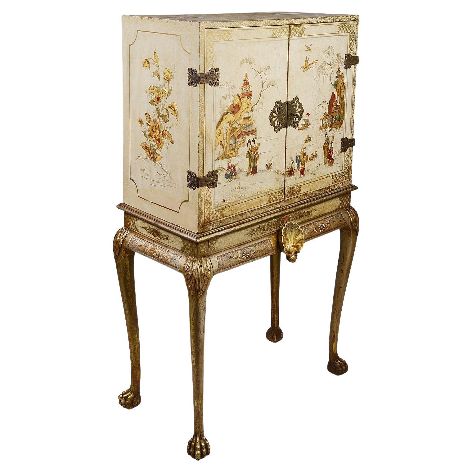 Chinoserie Lacquer Cabinet on Stand, circa 1900 For Sale