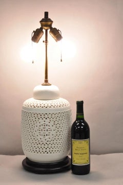 Chinosierie Blanc de Chine Lampe de table en porcelaine blanche à pot de gingembre oriental