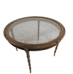 Tavolo da pranzo Chinosorie Faux Bamboo Cane Glass Top Breakfast Game