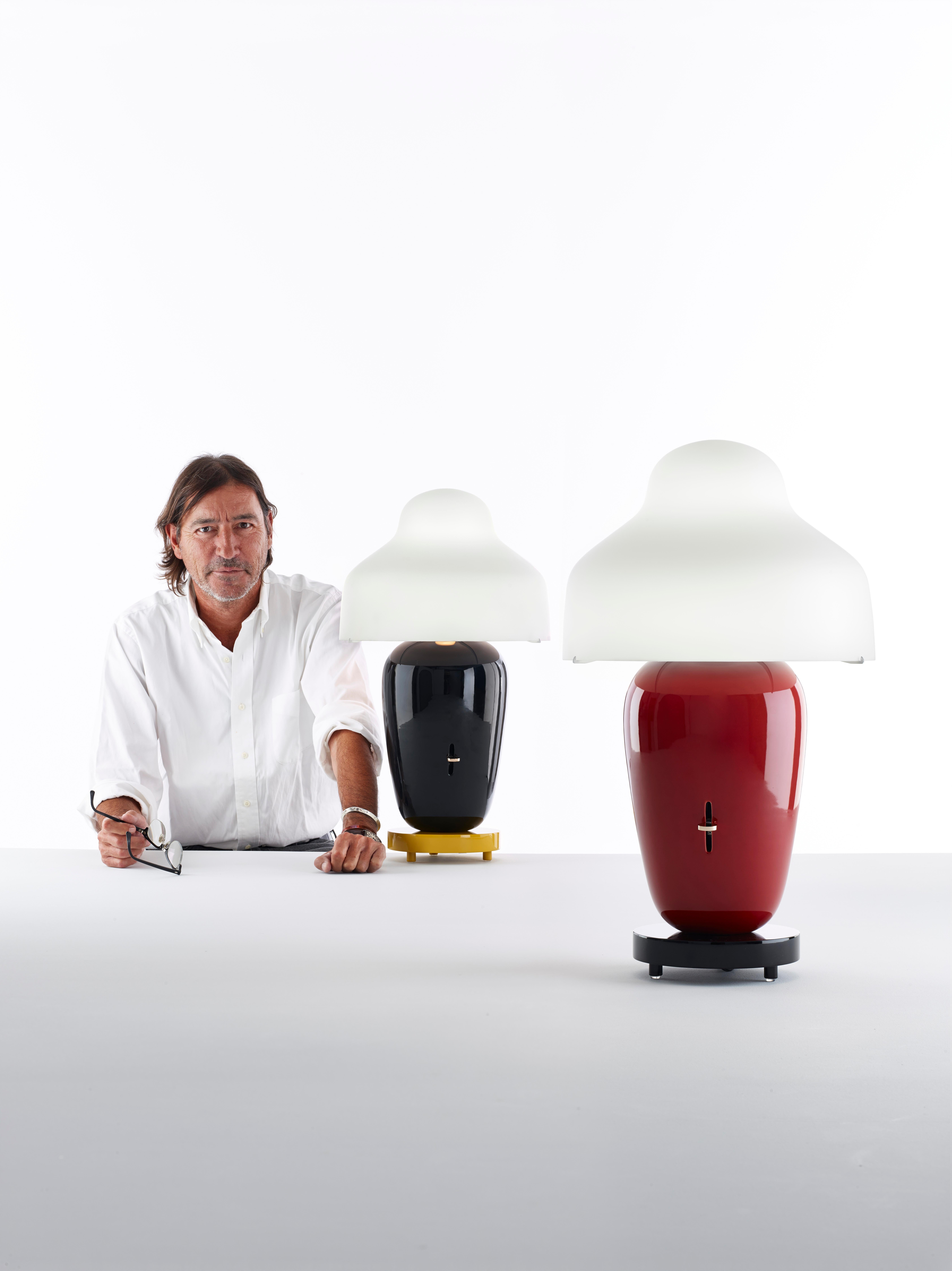 Spanish Chinoz Table Lamp in Ming with Burgundy Base by Jaime Hayon 2013 For Sale