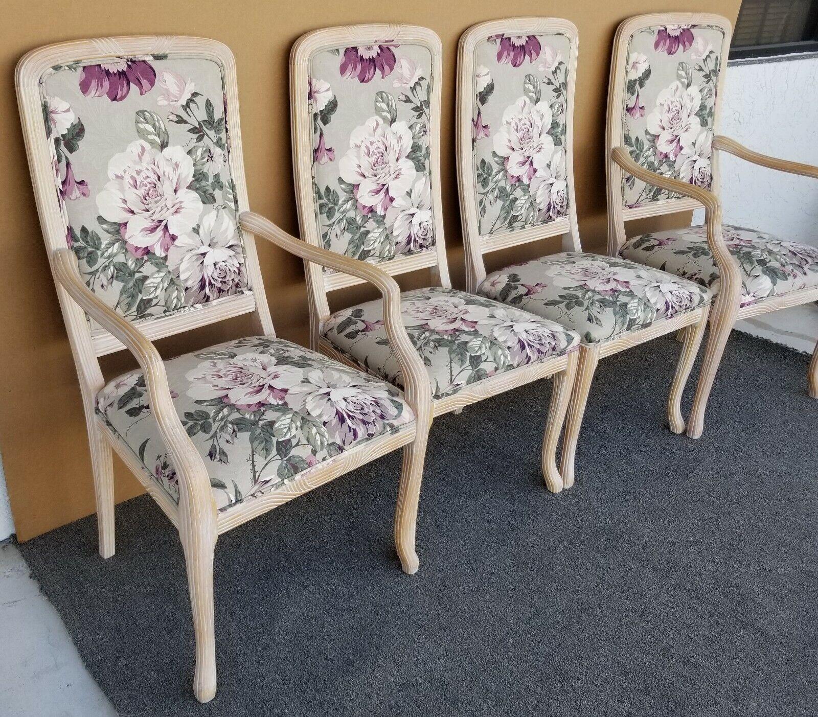 Carved Chintz Roses Dining Chairs, Set of 4 For Sale