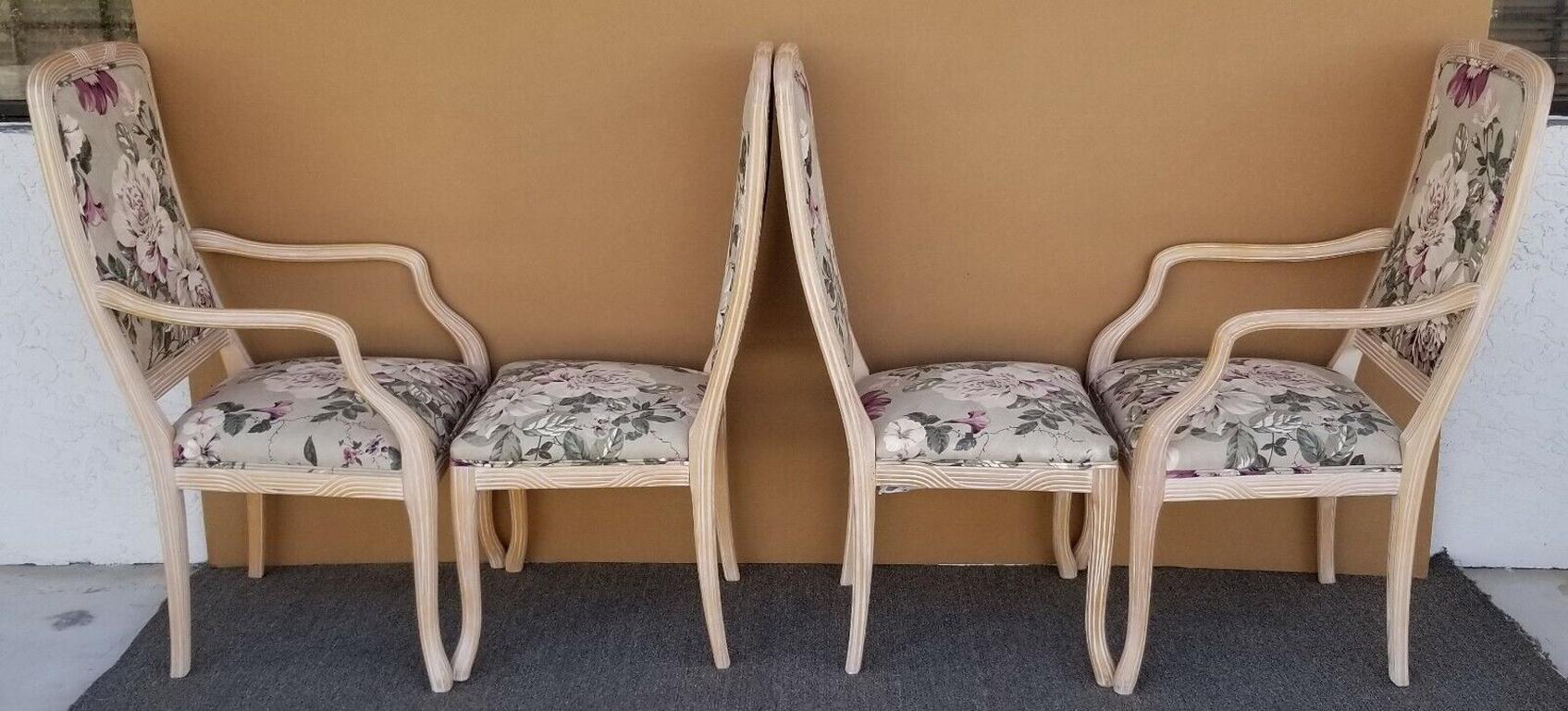 Chintz Roses Dining Chairs, Set of 4 In Good Condition For Sale In Lake Worth, FL