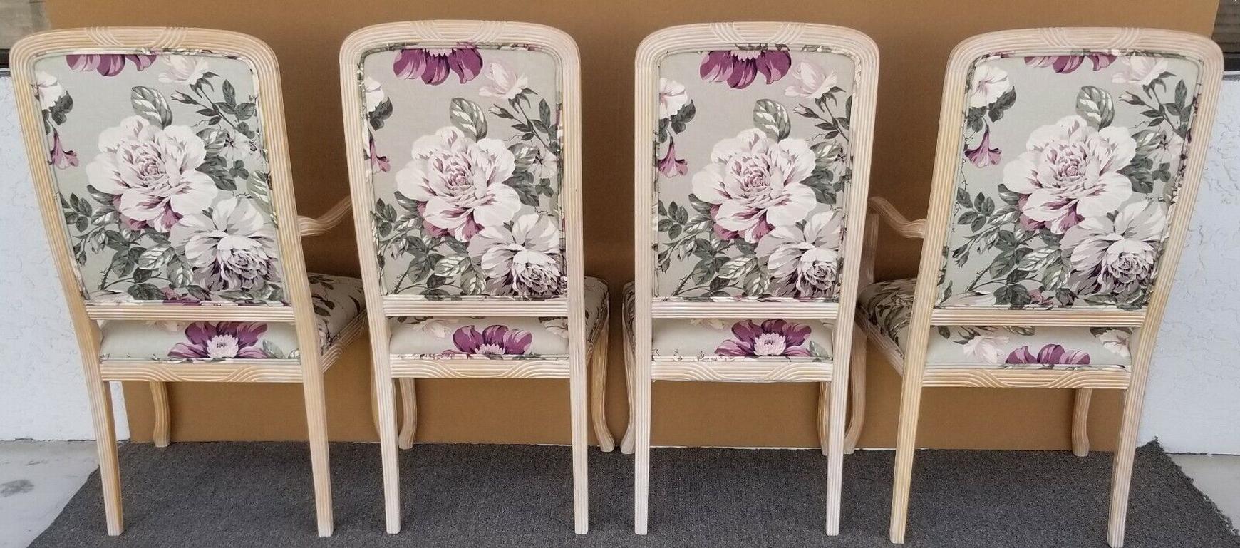 Late 20th Century Chintz Roses Dining Chairs, Set of 4 For Sale