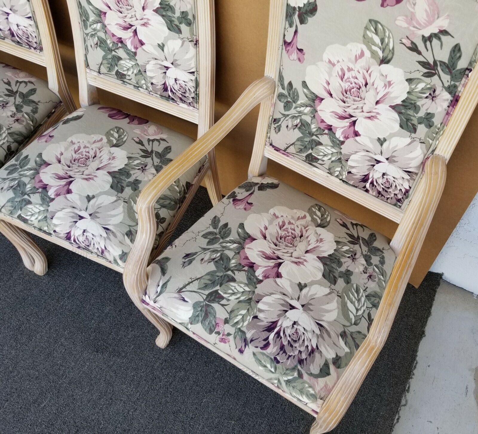 Wood Chintz Roses Dining Chairs, Set of 4 For Sale