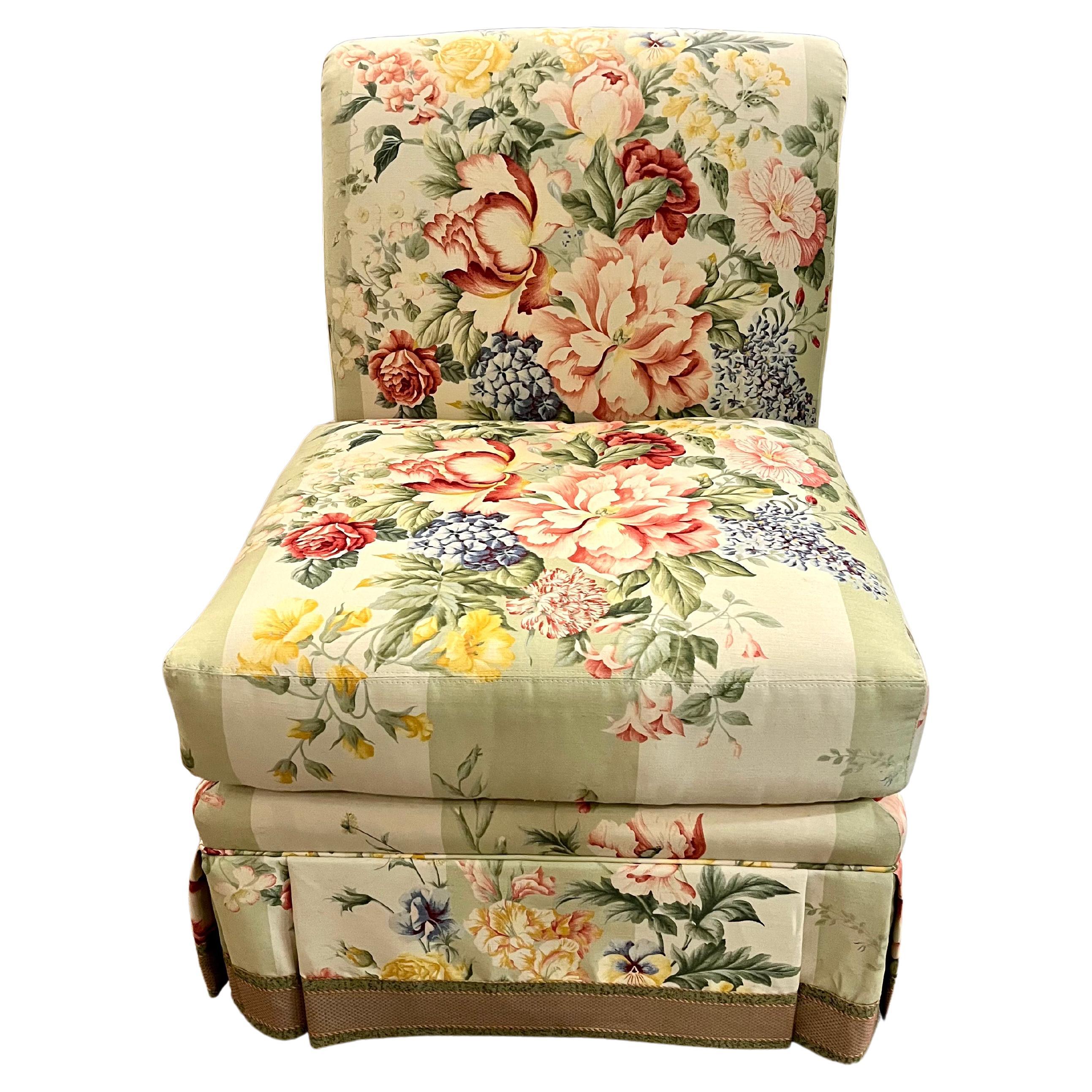 Chintz Upholstered Vintage Slipper Chair