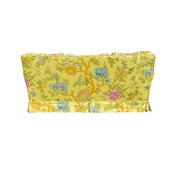 Chintz Yellow Floral Couch Slip Cover Over Red Mid Century Fabric, Seats 3