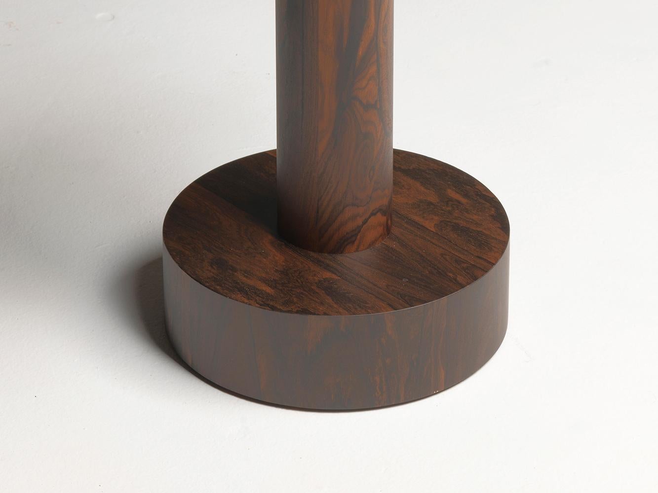 Italian Chiodino Ziricote Wood Round Side Table Designed by Aldo Cibic For Sale