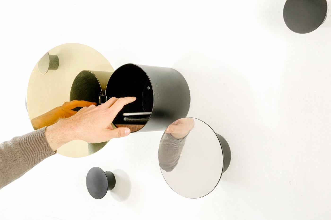 Italian Chiodo 1, 2, 3 Set - Hanger - black + mirror For Sale