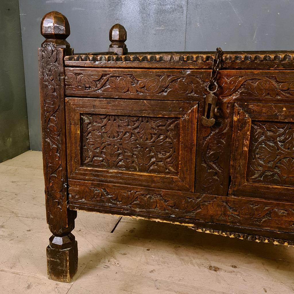 Indian Chip Carved Coffer For Sale