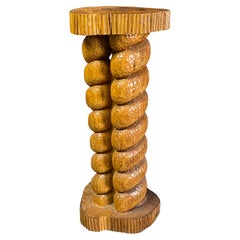 Chip Carved Double Coil Wood Pedestal by Anthony Gennarelli