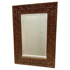 Chip Carved Mirror Frame With Bevelled  Mirror