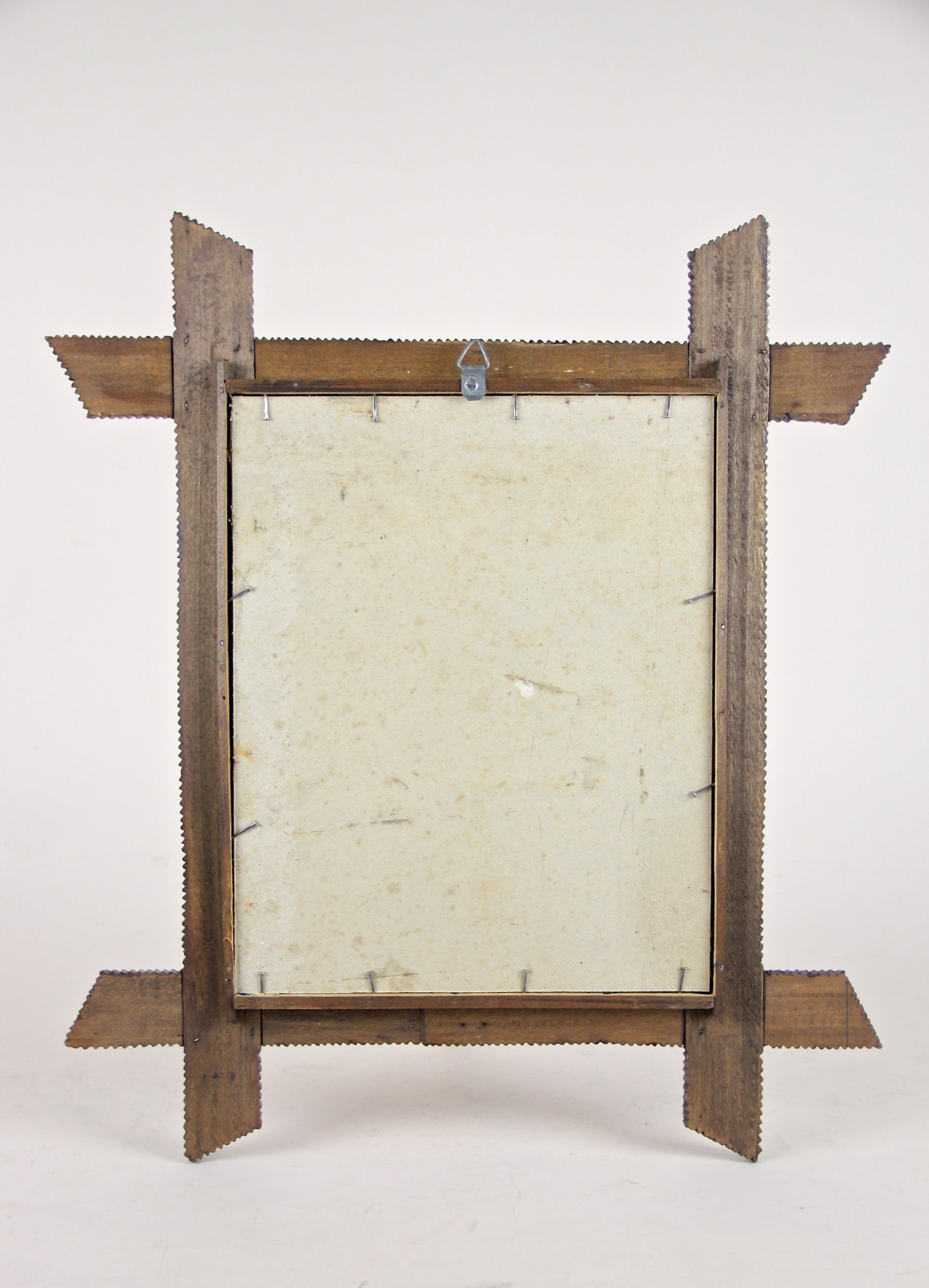 Chip Carved Rustic Tramp Art Wall Mirror, Austria, circa 1880 For Sale 10