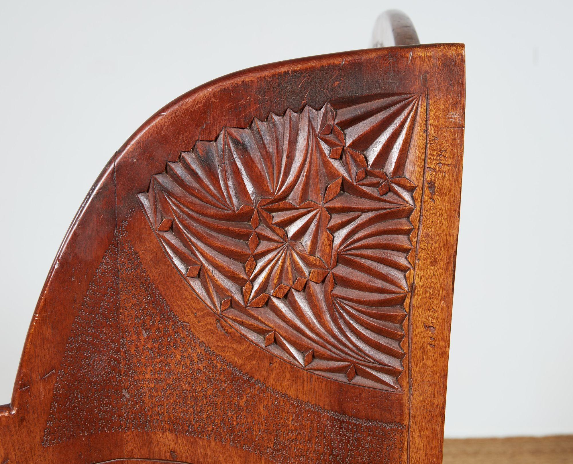 Chip Carved Settle Bench For Sale 4