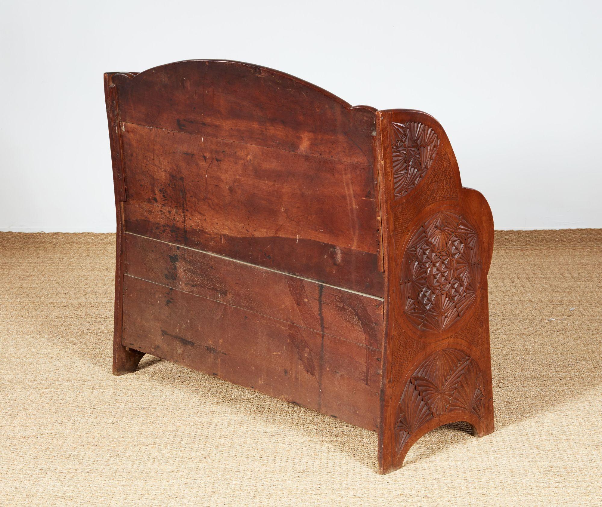 Chip Carved Settle Bench For Sale 9