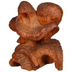 Chip Carved Wood Abstract Figurative Sculpture