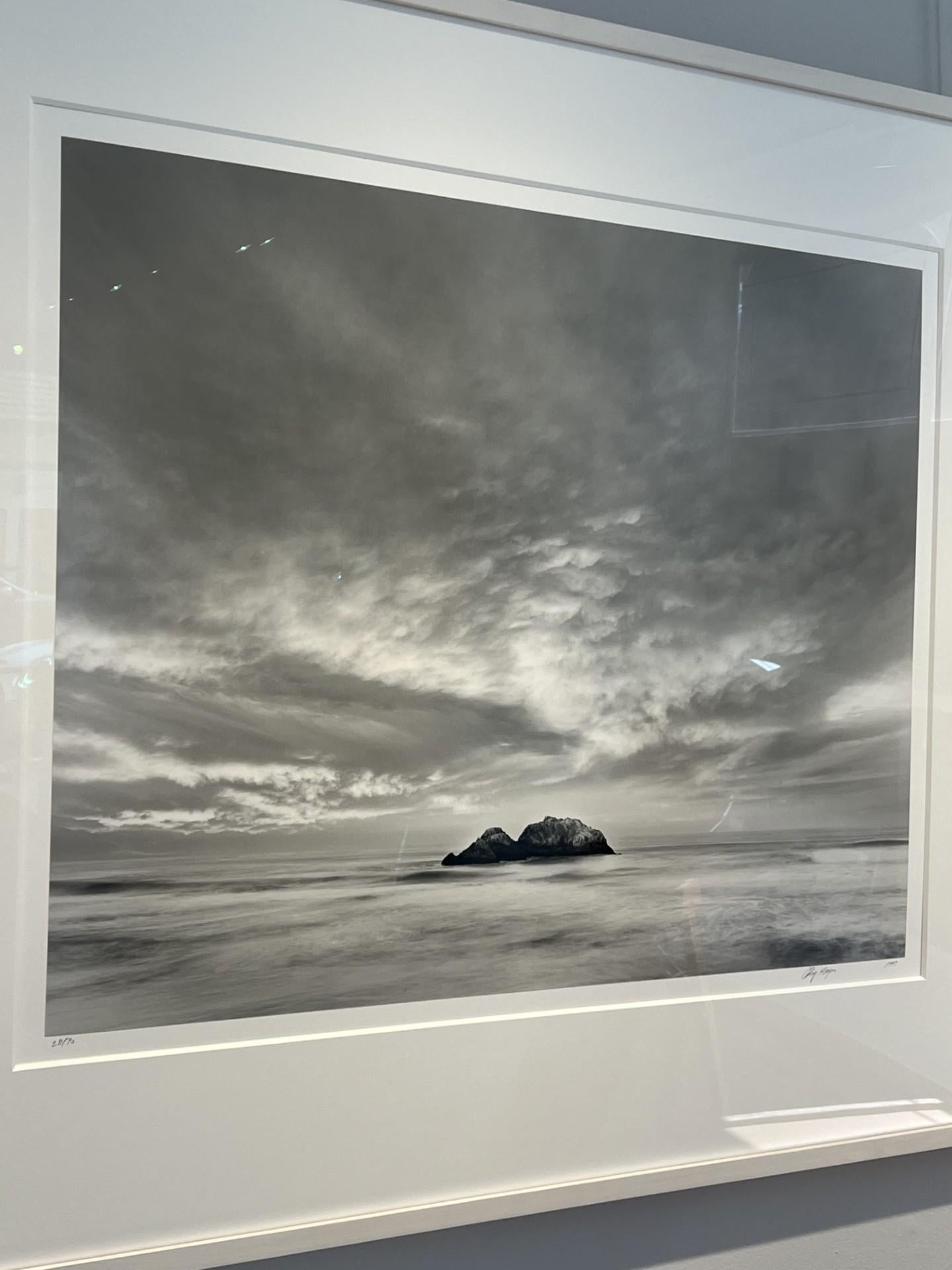 Lone Rock, Pacific Ocean - Gray Landscape Photograph by Chip Hooper