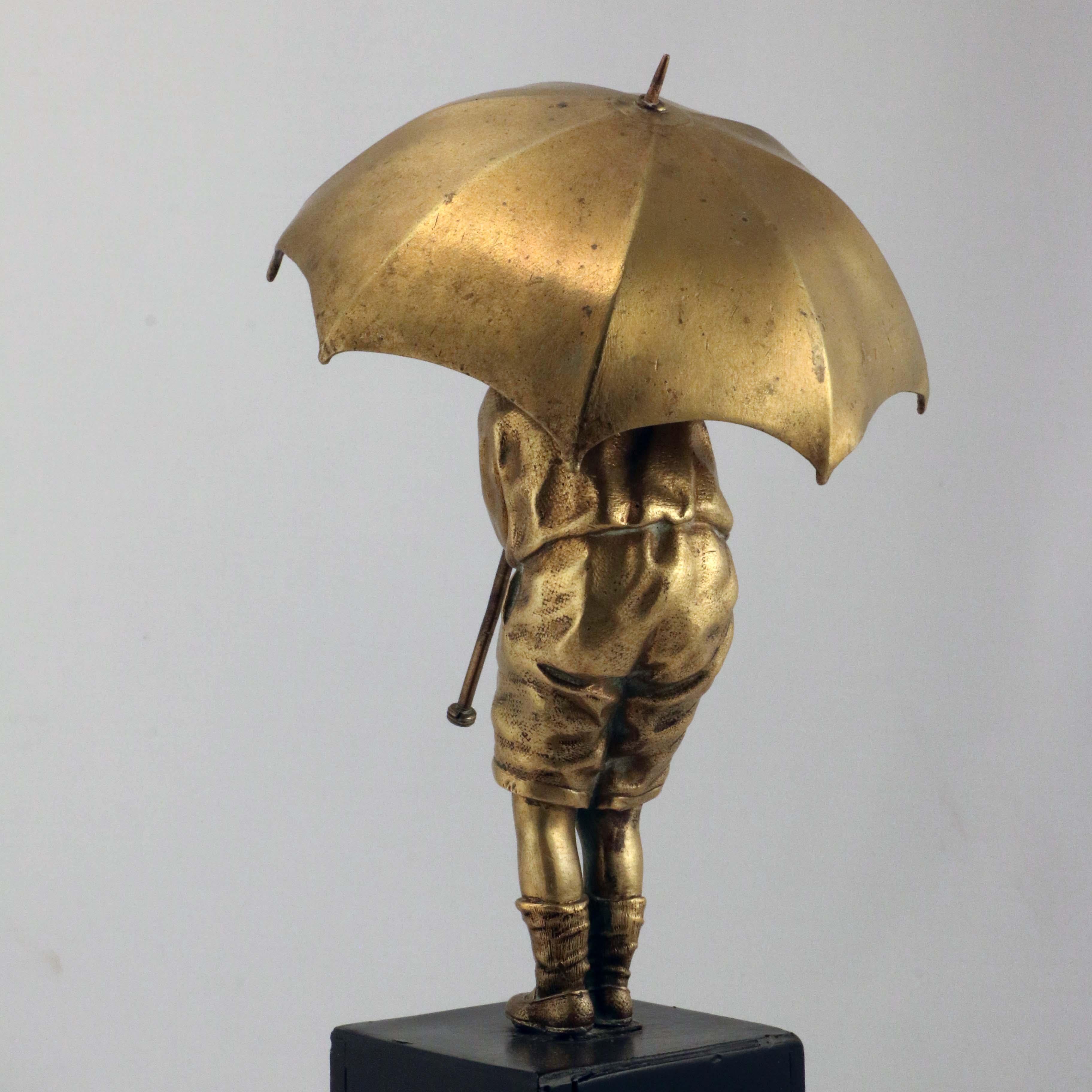 Chiparus Bronzefigur, Mädchen mit Umbrella im Angebot 3