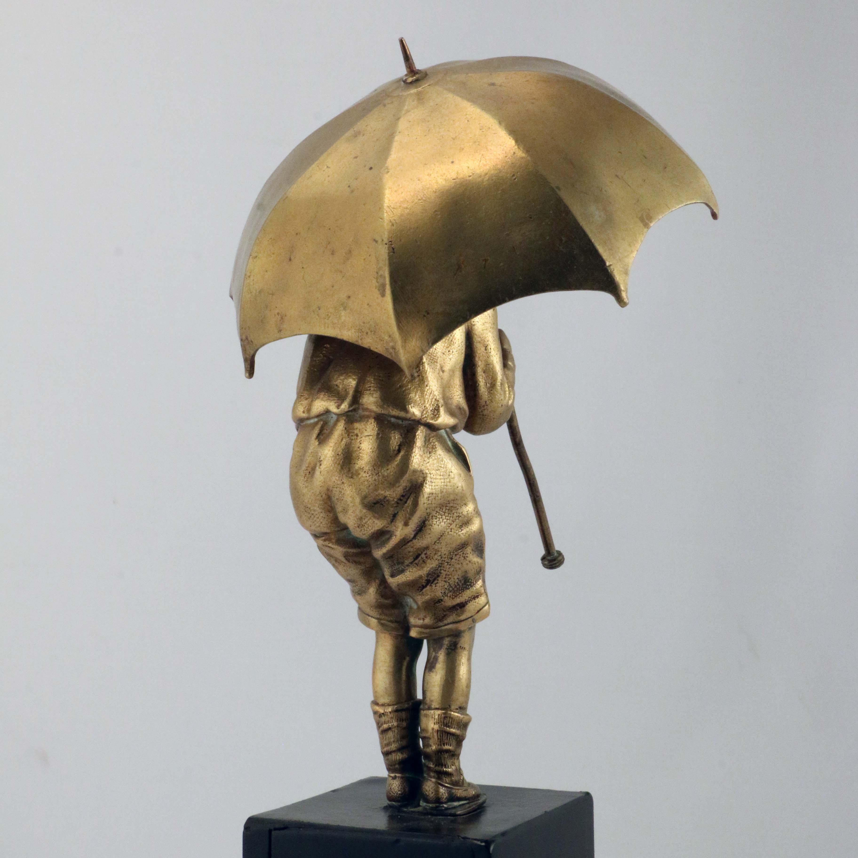 Chiparus Bronze Figure, Girl with Umbrella For Sale 4