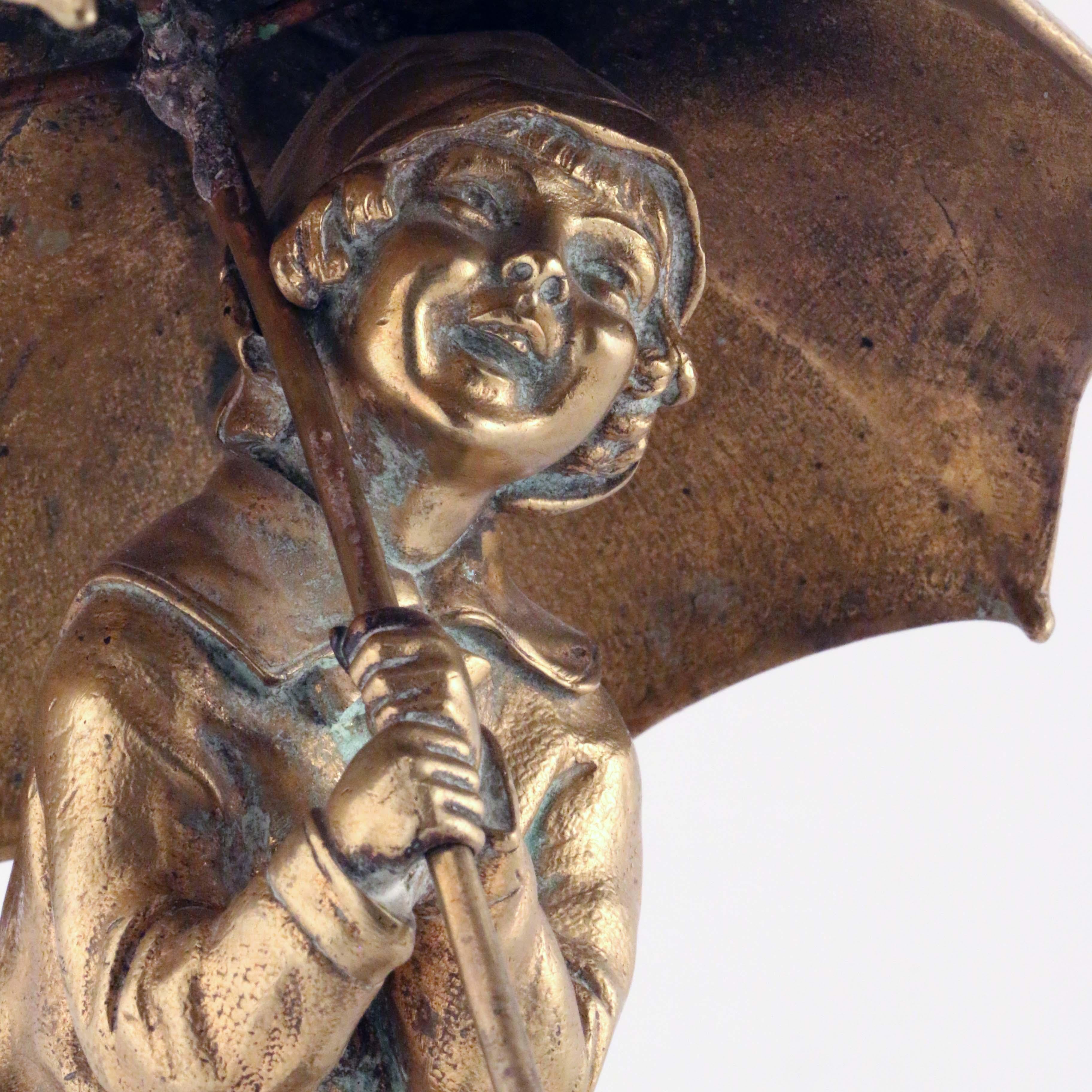 Chiparus Bronzefigur, Mädchen mit Umbrella im Angebot 6