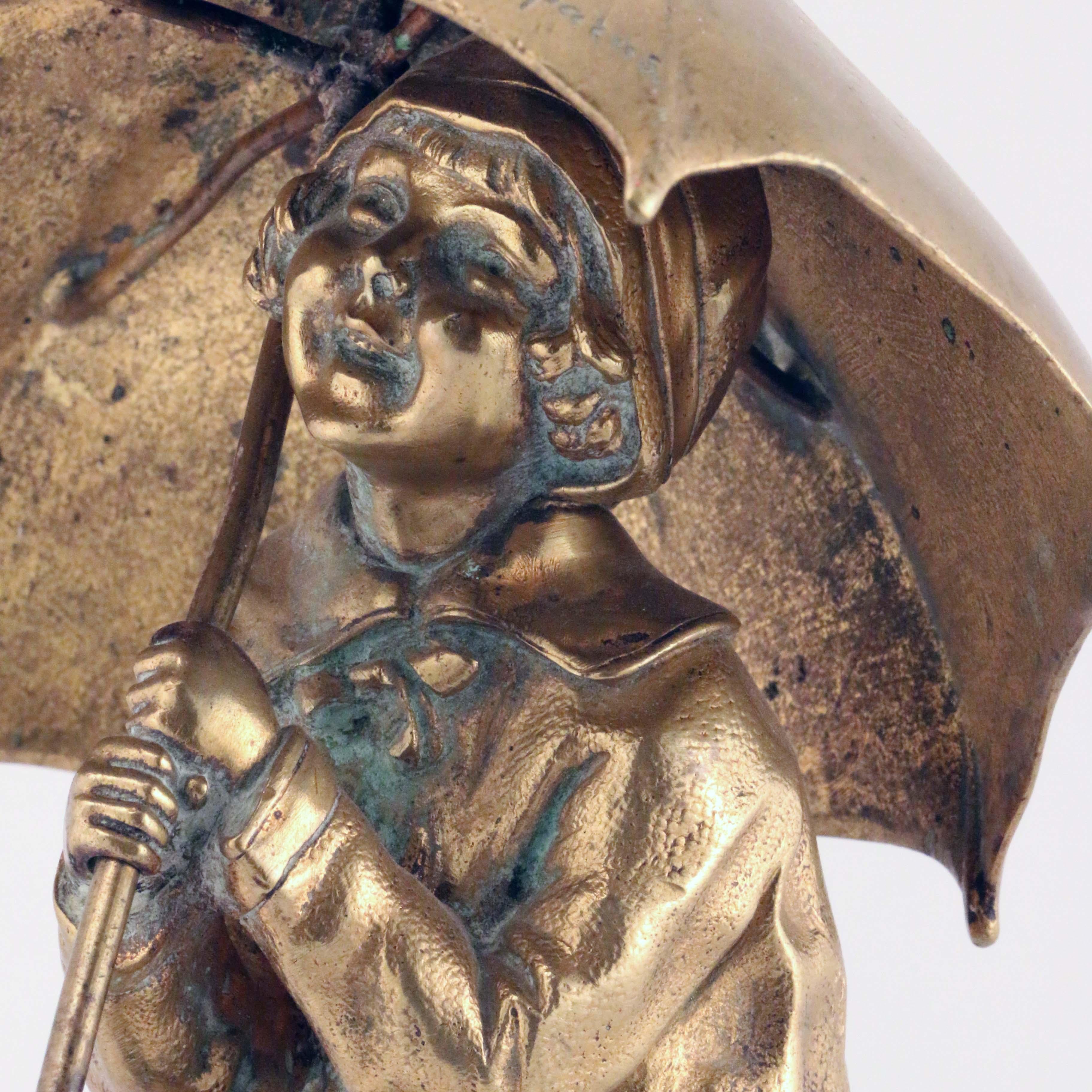 Chiparus Bronzefigur, Mädchen mit Umbrella im Angebot 7