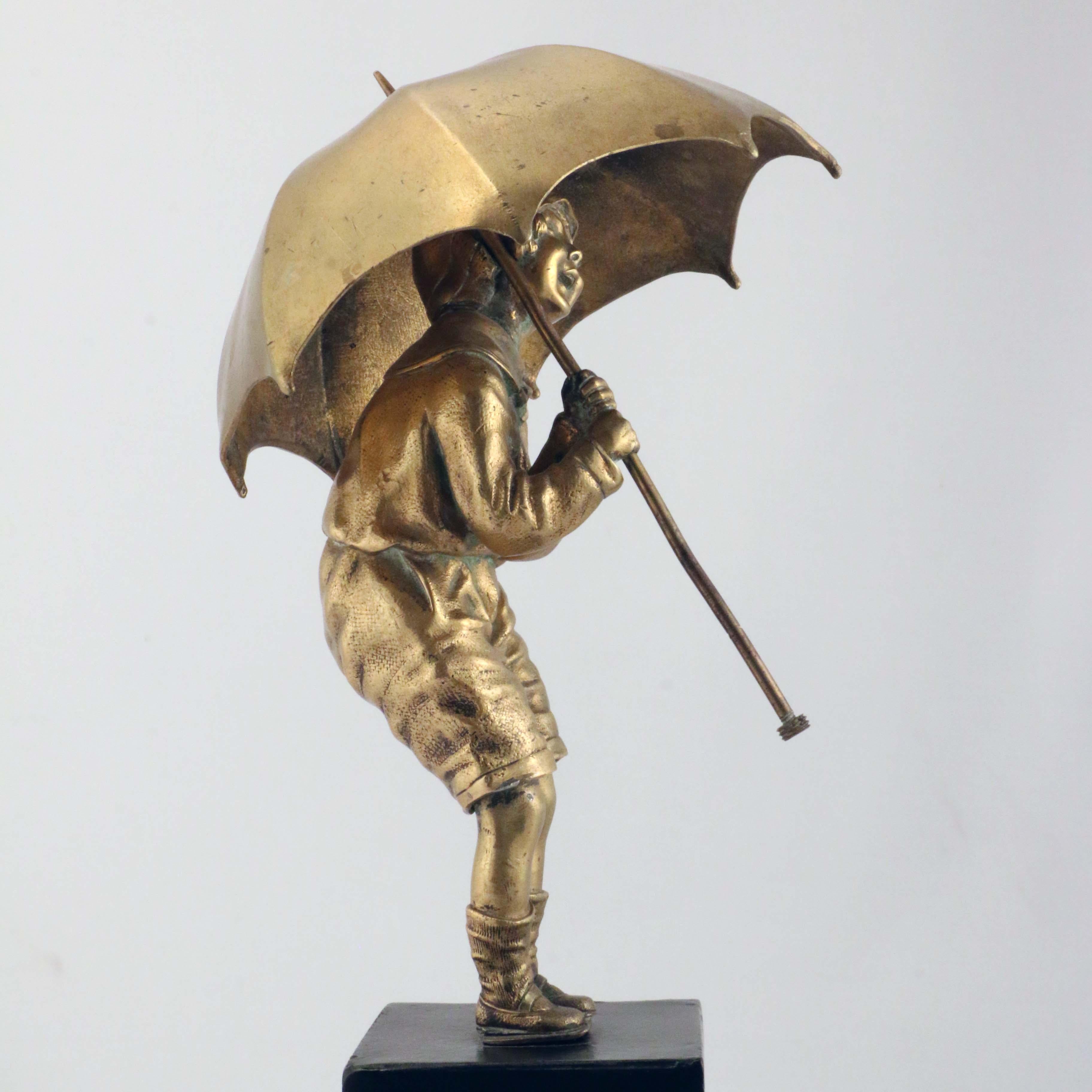 Cast Chiparus Bronze Figure, Girl with Umbrella For Sale