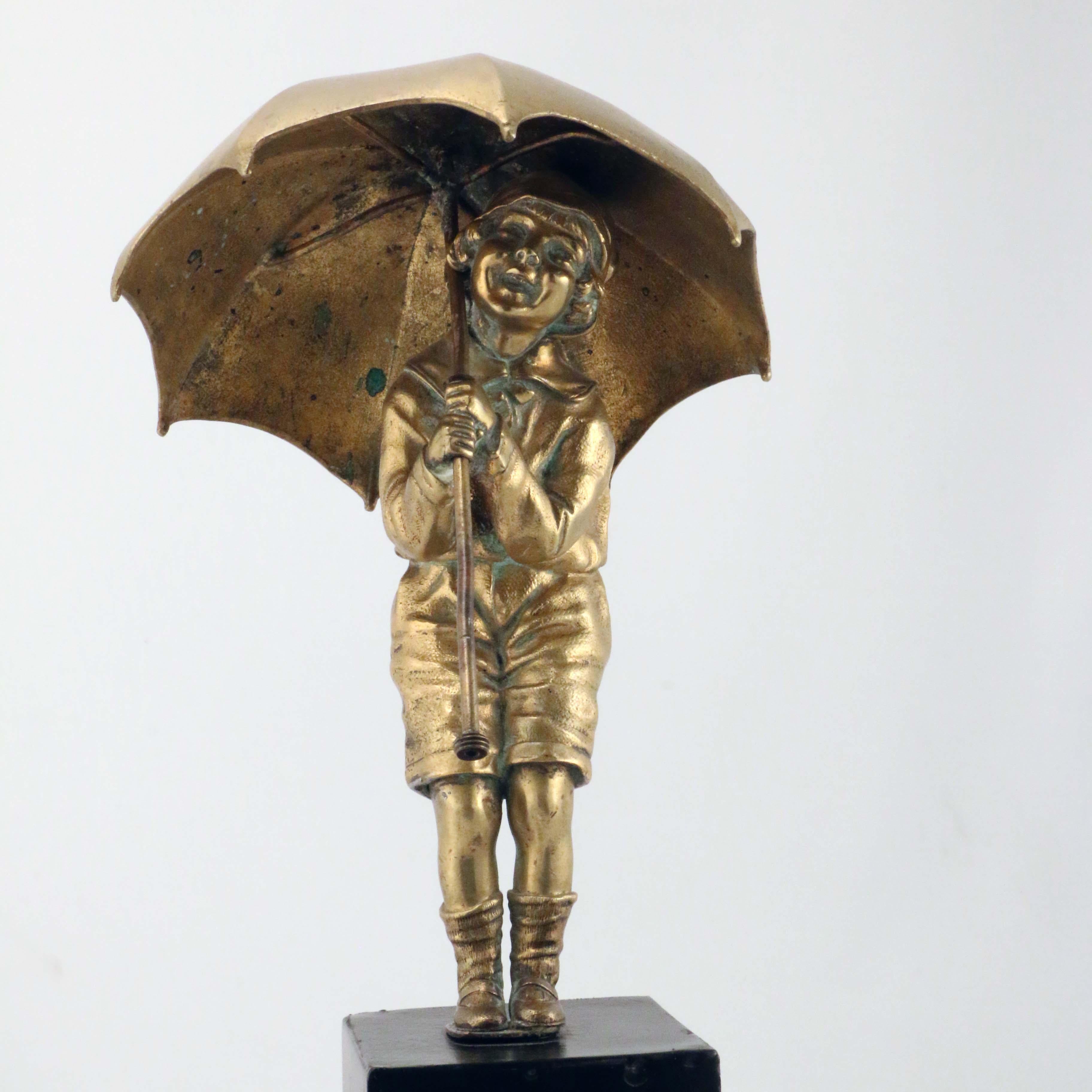 20th Century Chiparus Bronze Figure, Girl with Umbrella For Sale