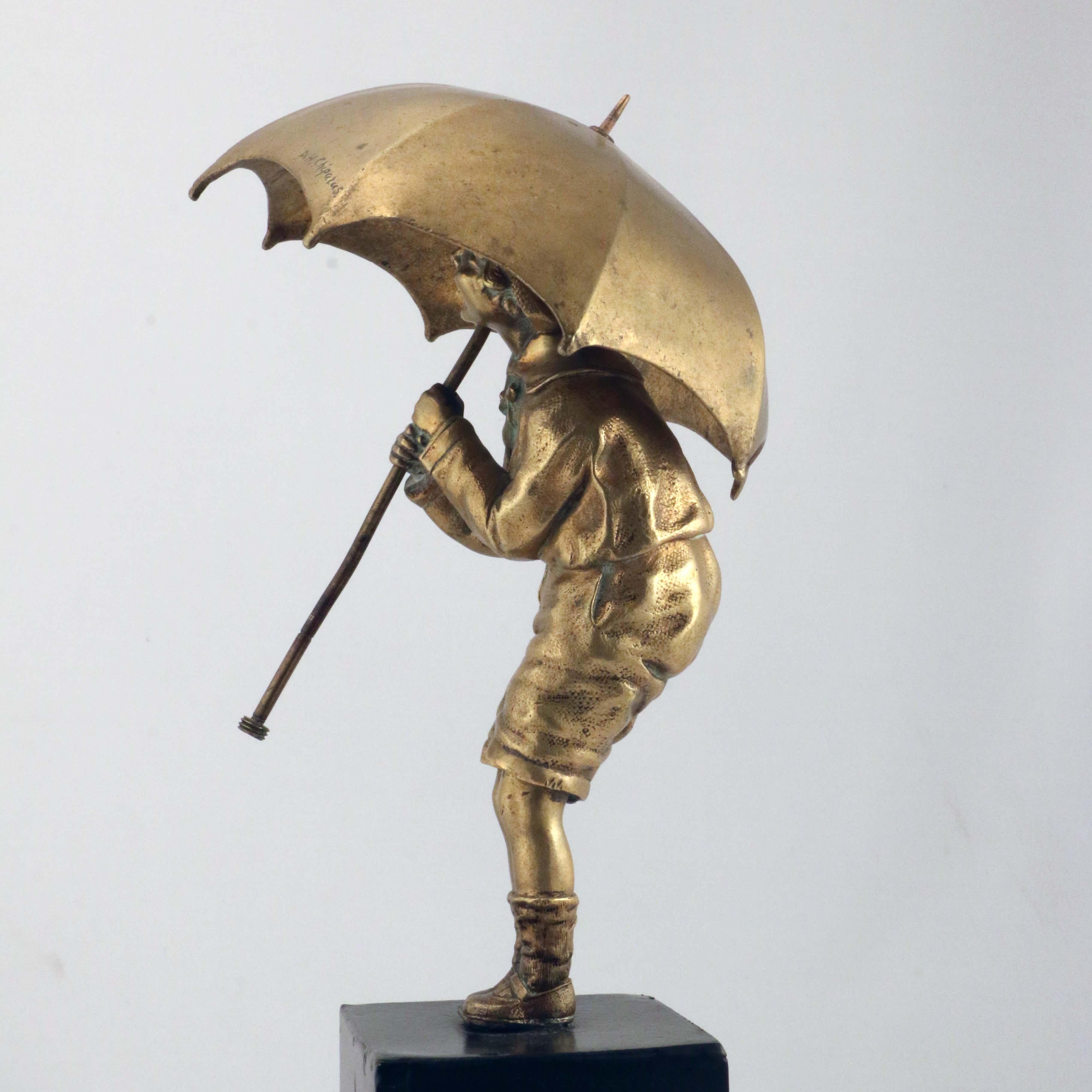 Chiparus Bronze Figure, Girl with Umbrella For Sale 2