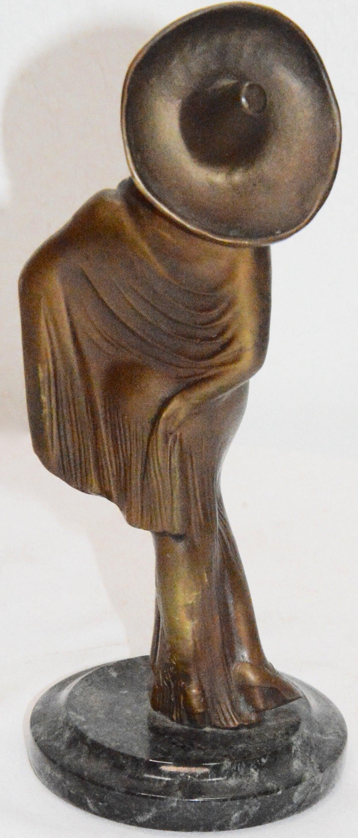 American Chiparus Bronze Statue of Lady, Art Deco
