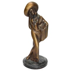 Antique Chiparus Bronze Statue of Lady, Art Deco