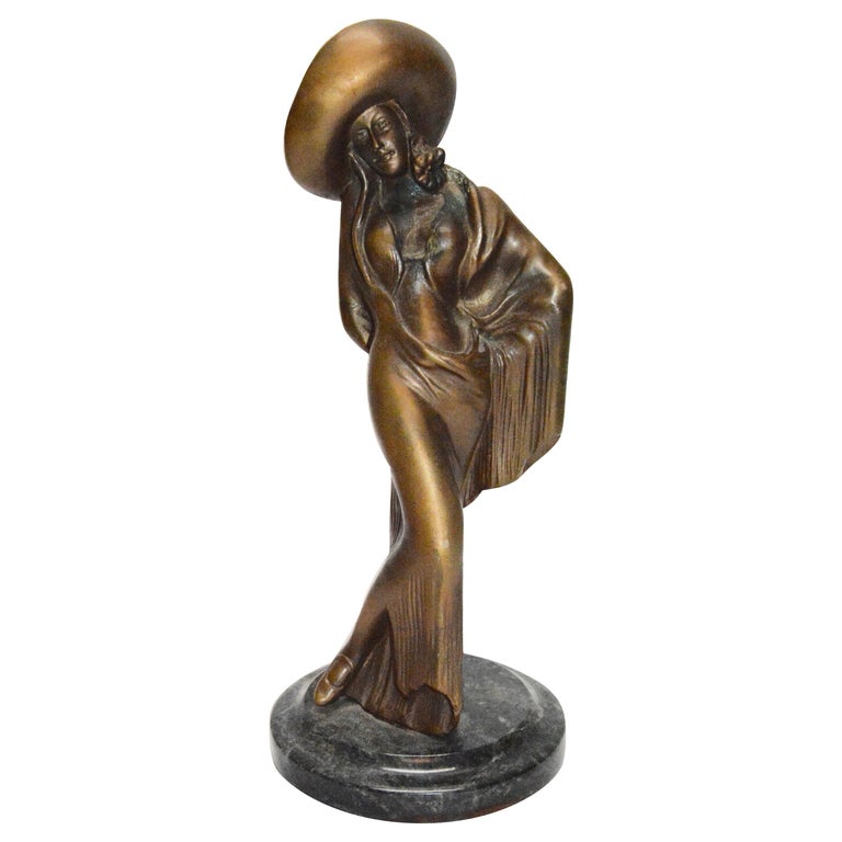 Chiparus Bronze Statue of Lady, Art Deco at 1stDibs