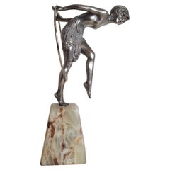 Chiparus, Signed Silver Bronze Hoop Dancer, Art Deco, 20th Century