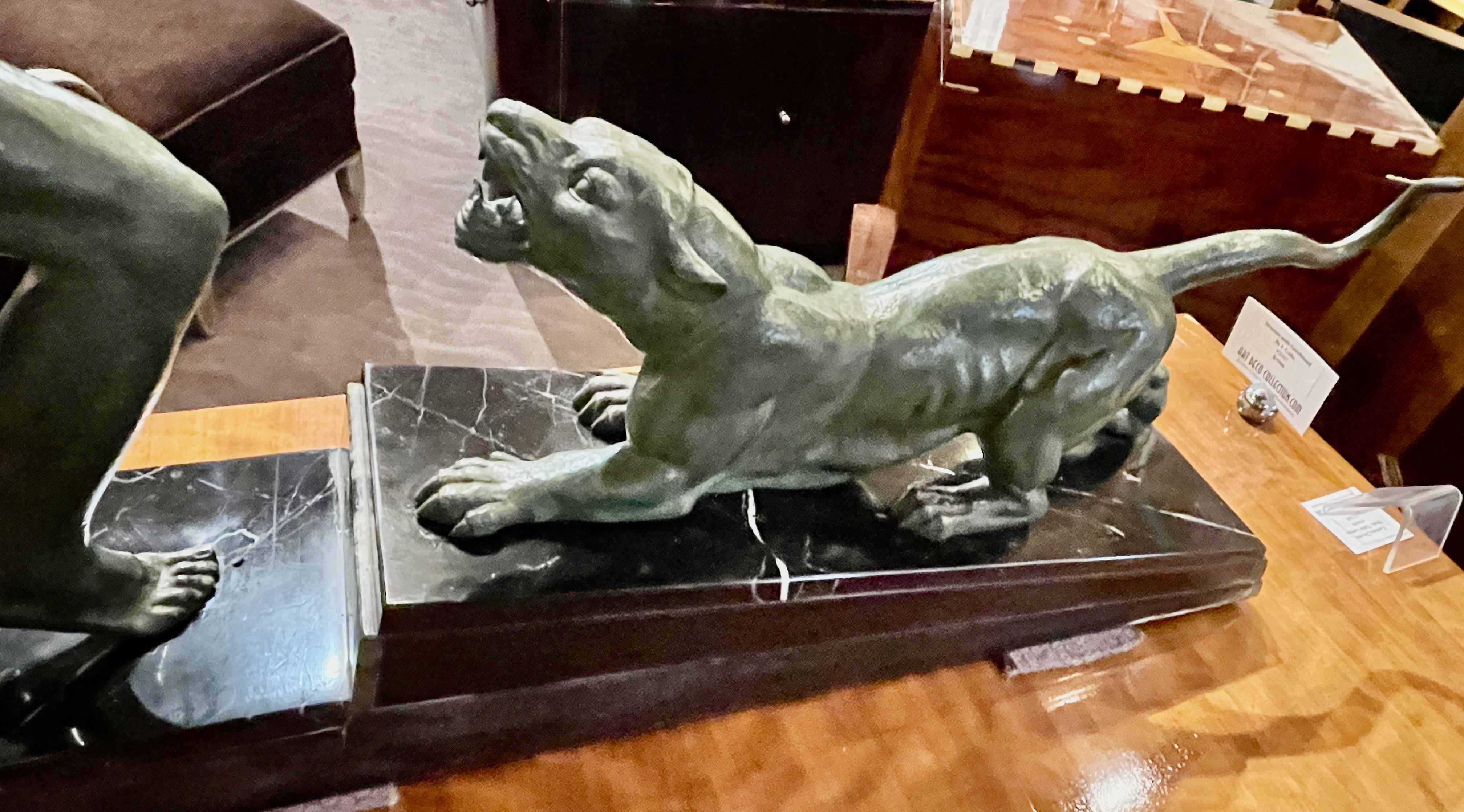 Chiparus 'The Hunter' Large Art Deco Sculpture with Panther, 1930 For Sale 3