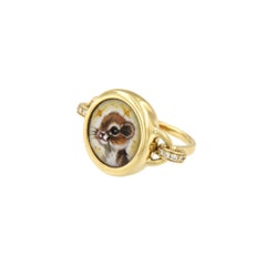 Chipmunk Animal 18K Yellow Gold Diamond Cocktail Ring