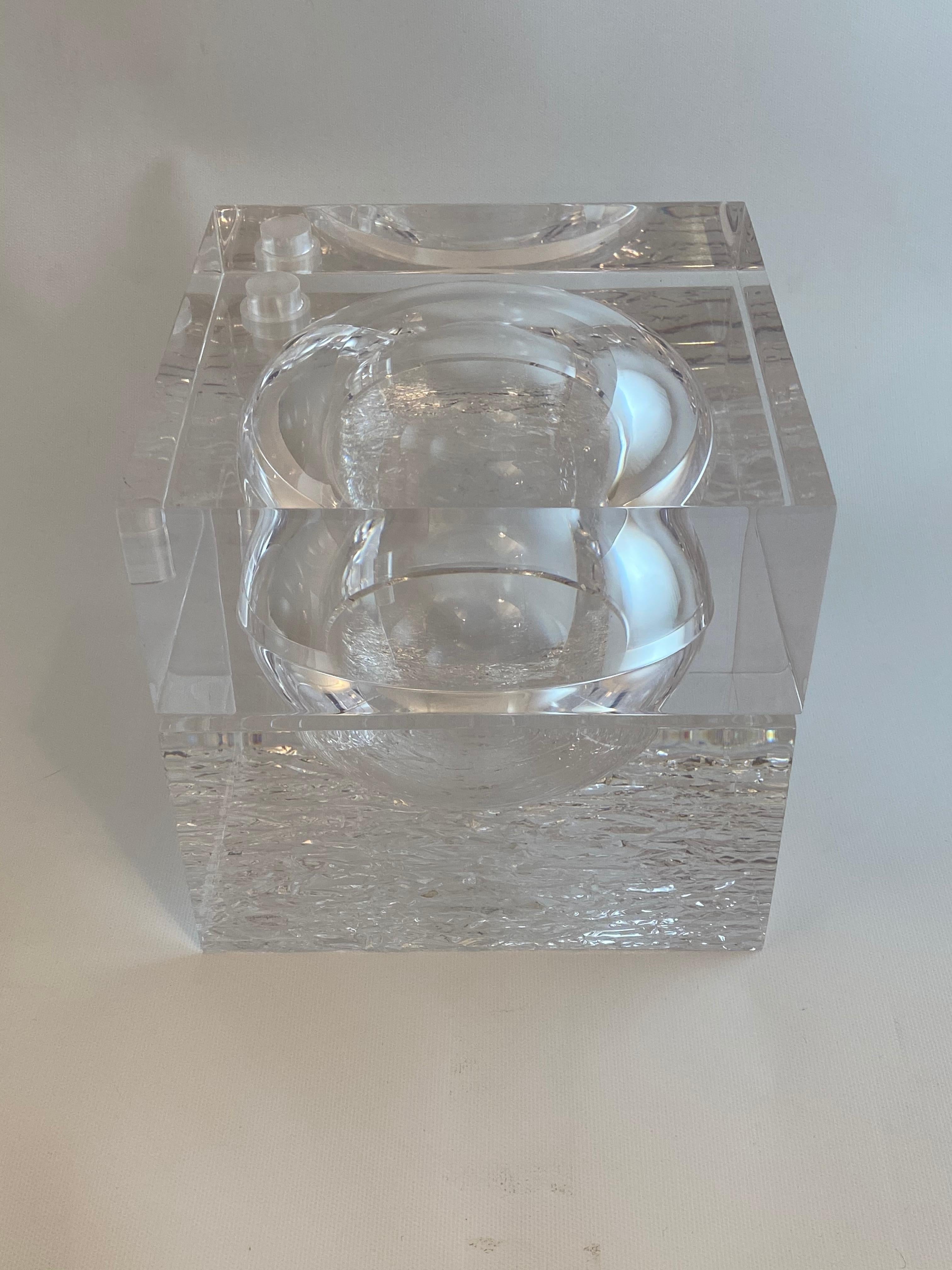 20th Century Chipped Ice Lucite Ice Bucket