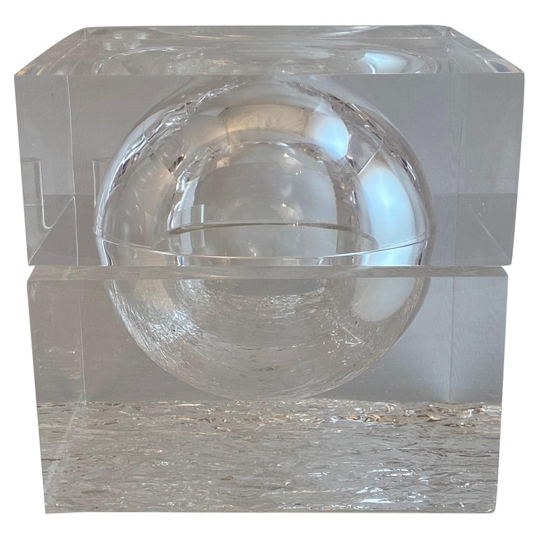 Chipped Ice Lucite Ice Bucket For Sale at 1stDibs