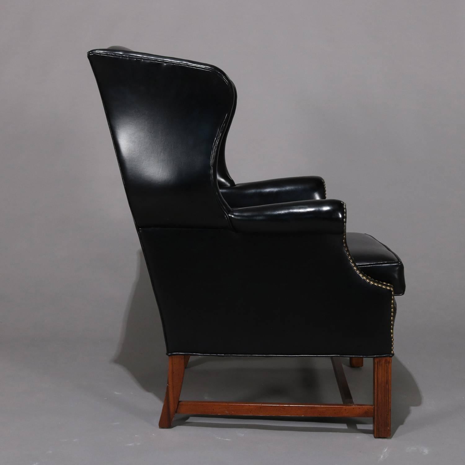 Chippedale Style Fireside Wingback Armchair, Black, 20th Century 6