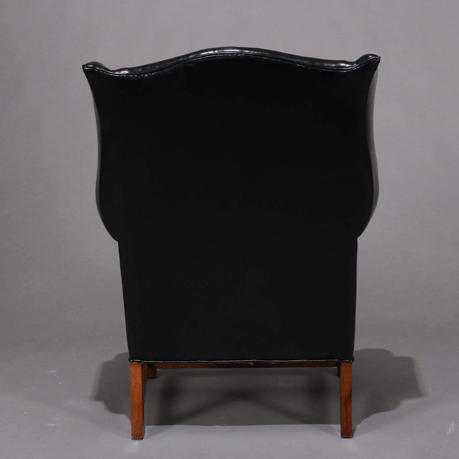 Chippendale Chippedale Style Fireside Wingback Armchair, Black, 20th Century